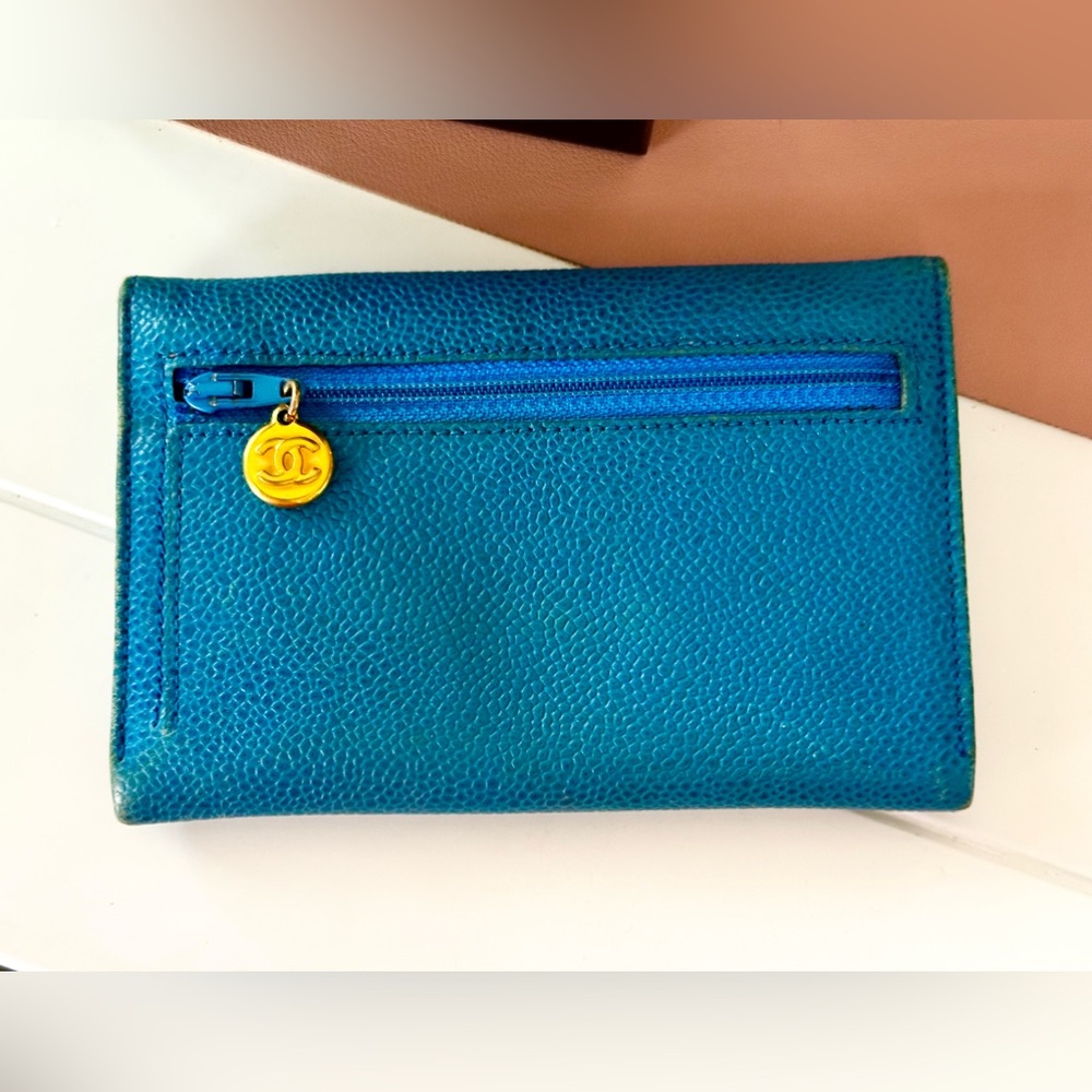 Rare Blue Chanel Timless Caviar Wallet - Picture 3 of 13